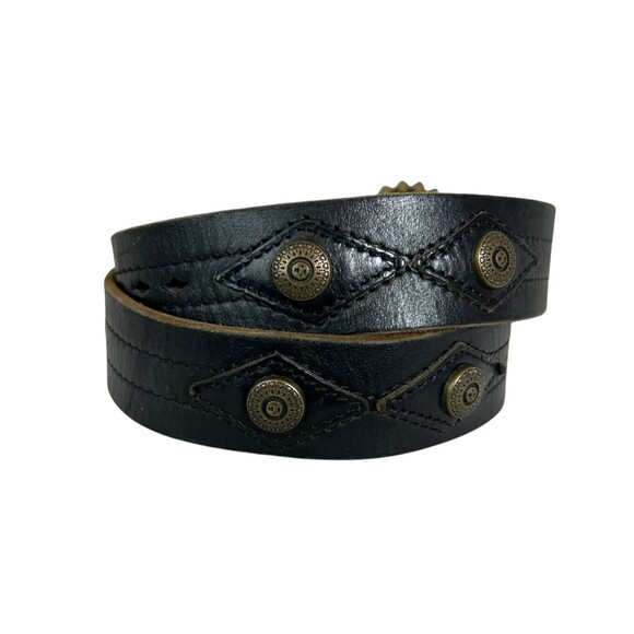 Vtg Roberto Cavalli Ittierre Italian Dark Brown Leather Belt w Rhinestone Buckle - Picture 3 of 11